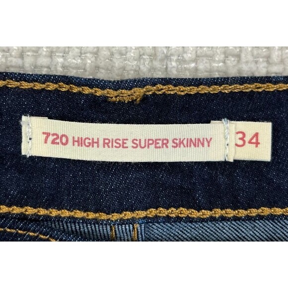 NEW Levi's 720 Jeans High Rise Super Skinny Women's 34x30 Stretch Dark Wash - Picture 5 of 14